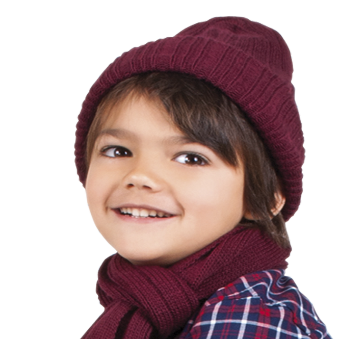 Gorro y bufanda canalé Niño-Niña