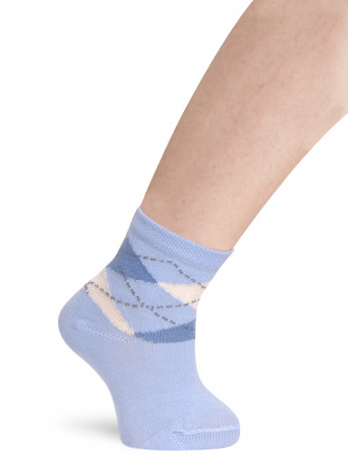 Meias curtas losango intarsia Lightblue