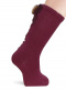 Calcetines altos con costura trasera y lazo con pompón Maroon