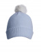 Gorro liso con pompón pelo (1-4 años) Lightblue-Crude