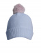 Gorro liso con pompón pelo (1-4 años) Lightblue-Pink