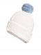 Gorro liso con pompón pelo (1-4 años) Crude-Lightblue