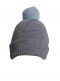 Gorro liso con pompón pelo (1-4 años) Grey-Lightblue