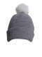 Gorro liso con pompón pelo (1-4 años) Grey-Crude