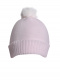 Gorro liso con pompón pelo (1-4 años) Pink-Crude