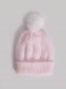 Gorro liso con pompón pelo (1-4 años) Pink-Crude