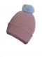 Gorro liso con pompón pelo (1-4 años) Rosewood-Lightblue