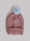 Gorro liso con pompón pelo (1-4 años) Rosewood-Lightblue