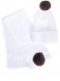 Gorro e cachecol canelado com pompom de pele (3-8 anos) White