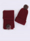 Gorro e cachecol canelado com pompom de pele (3-8 anos) Maroon