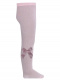 Collants canelados de menina com laço comprido de veludo Pink