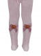 Collants com costura atrás e laço com pom pom Pink